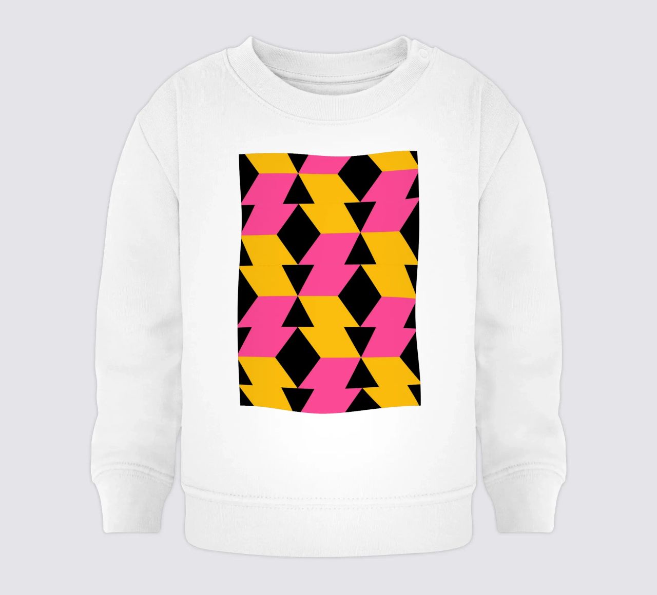 Op Art Zigzag - Stampa geometrica rosa, gialla e nera felpa neonato da NorwesClub