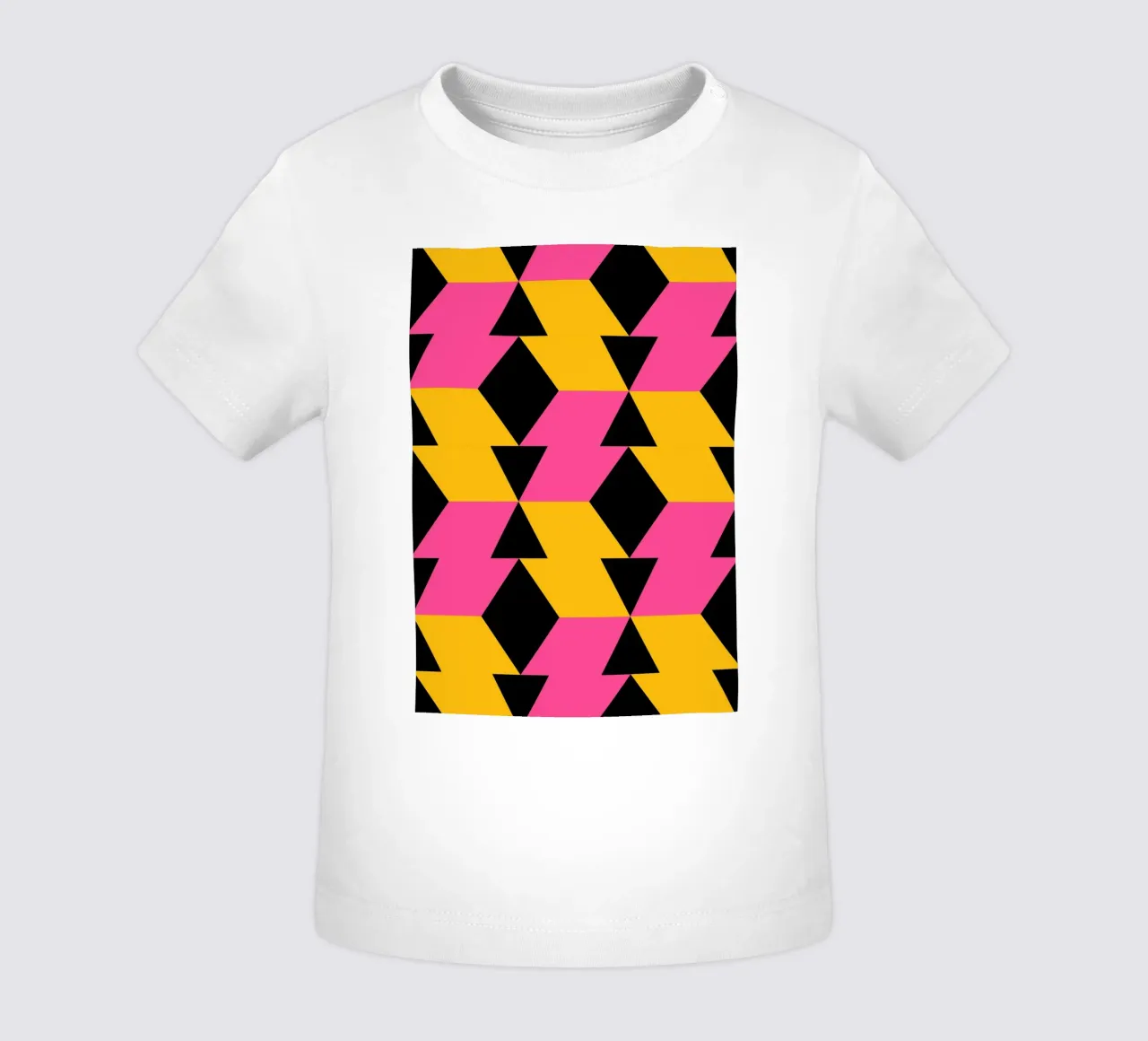 Op Art Zigzag Pattern - Imprimé géométrique rose, jaune et noir t-shirt pour bébé de NorwesClub