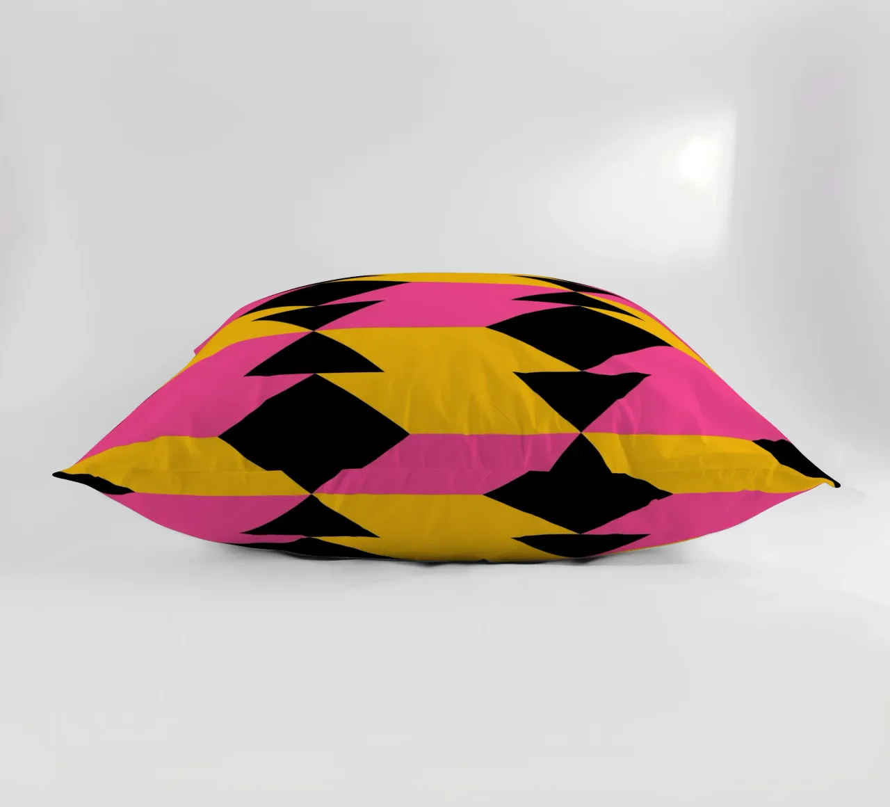 Op Art Zigzag Pattern - Pink, Yellow & Black Geometric Print decorative cushion by NorwesClub