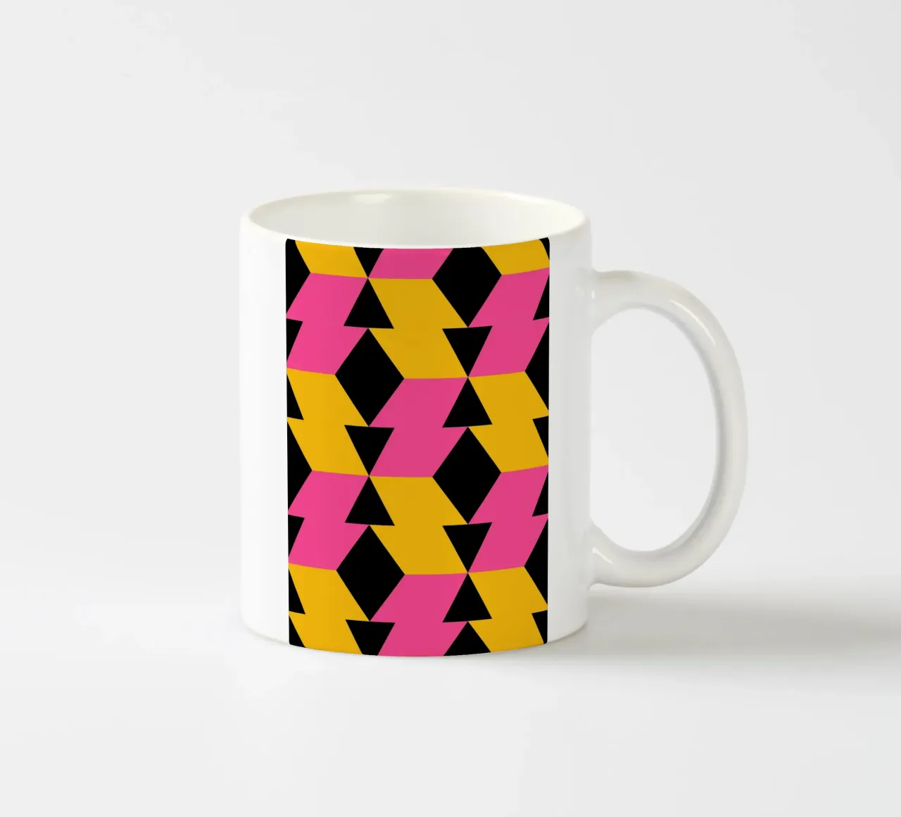 Op Art Zigzag Pattern - Imprimé géométrique rose, jaune et noir mug en céramique de NorwesClub