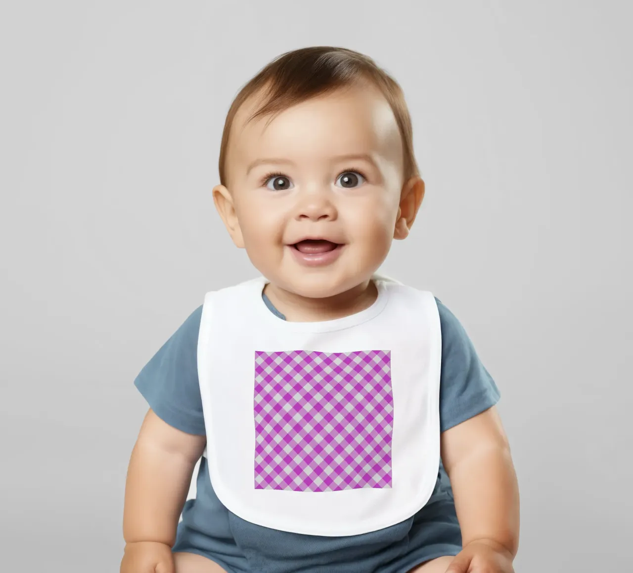 Gingham in fucsia bavaglino da Happy Littles
