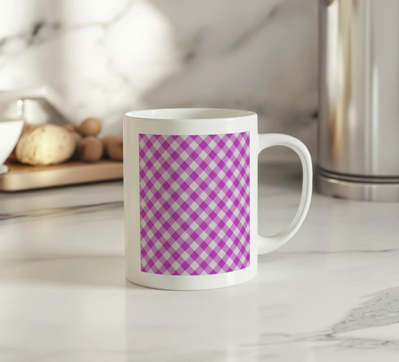 Gingham in fucsia tazza in ceramica da Happy Littles