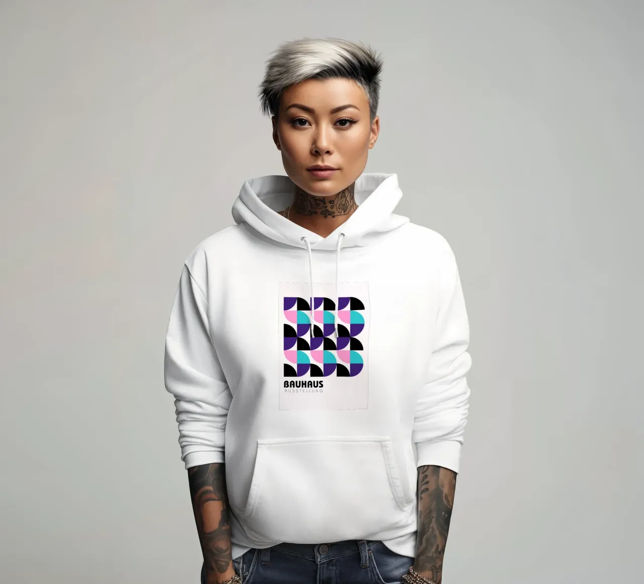 Bauhaus Geometric Grid - Modern Abstract Pop Art Print sudadera con capucha de NorwesClub