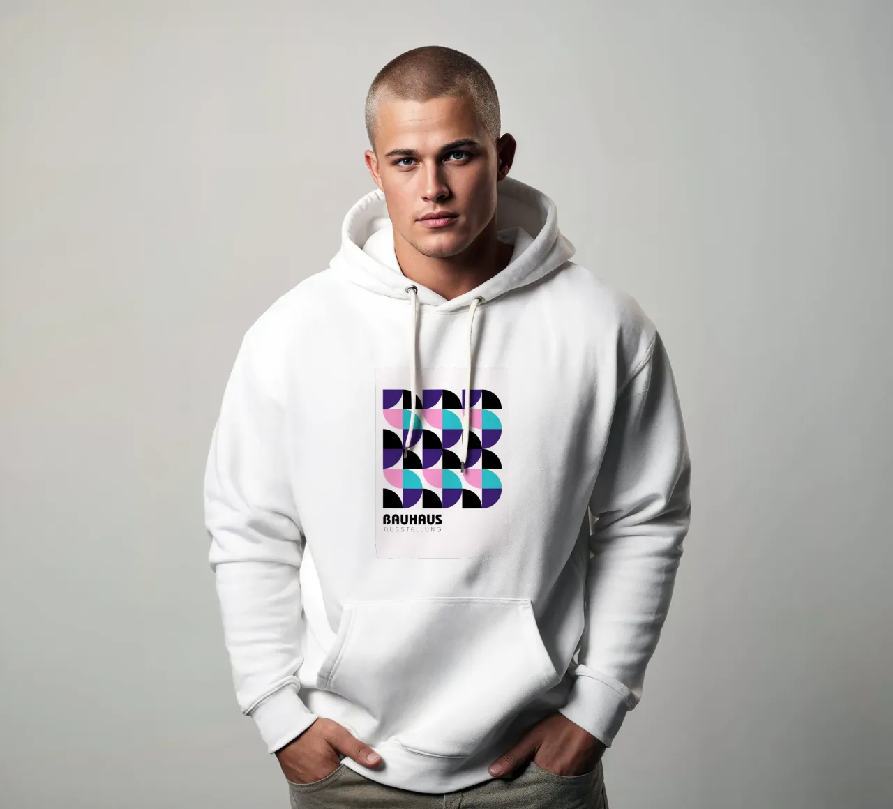 Bauhaus Geometric Grid - Modern Abstract Pop Art Print sudadera con capucha de NorwesClub