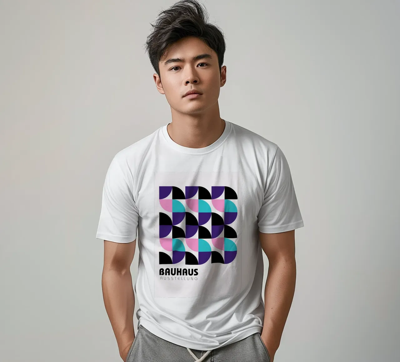 Bauhaus Geometric Grid - Modern Abstract Pop Art Print t-shirt by NorwesClub
