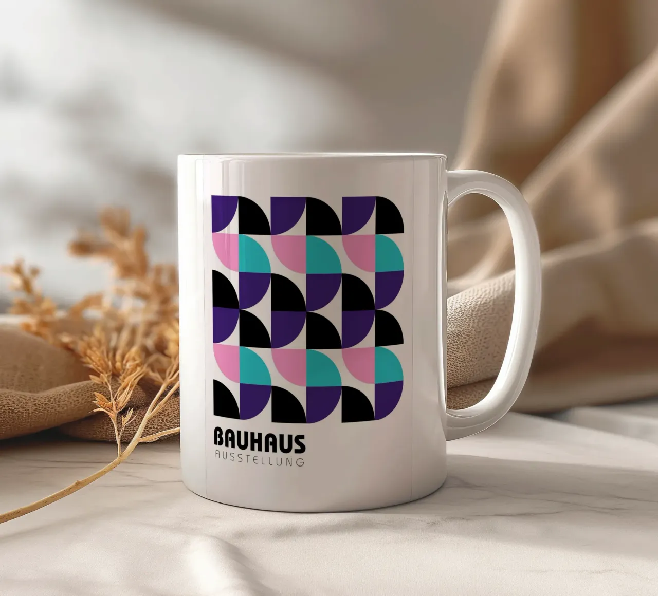 Bauhaus geometrisch raster - moderne abstracte pop-artprint keramische mok van NorwesClub