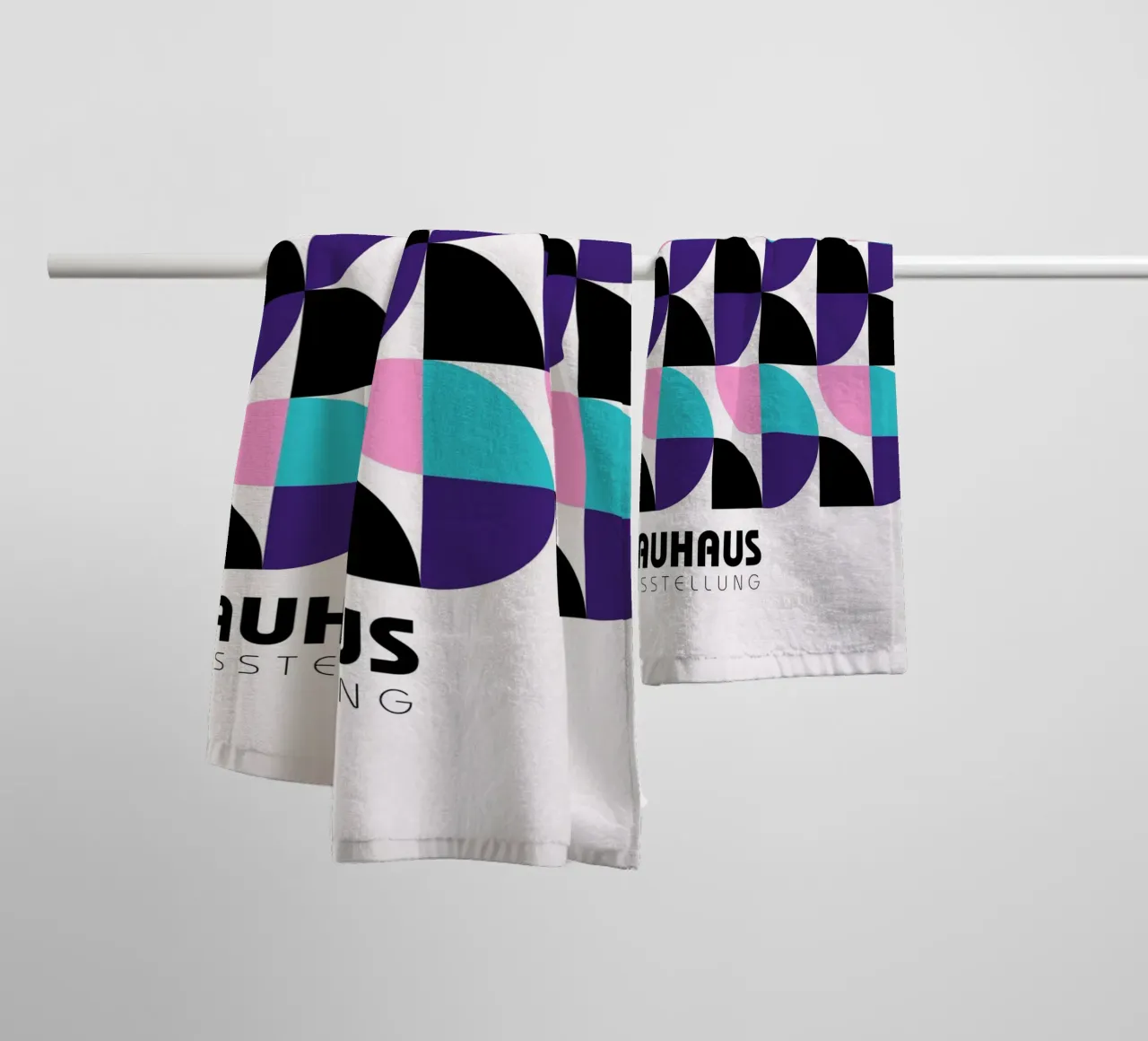 Bauhaus Geometric Grid - Modern Abstract Pop Art Print towel by NorwesClub