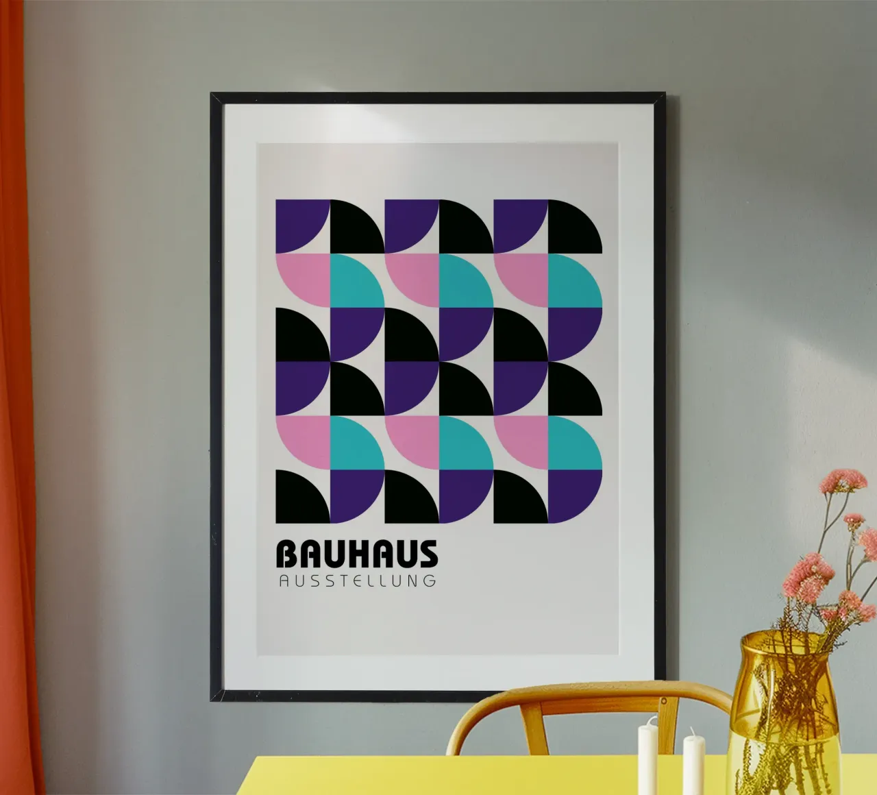 Griglia geometrica Bauhaus - Stampa pop art astratta moderna poster con telaio in legno da NorwesClub