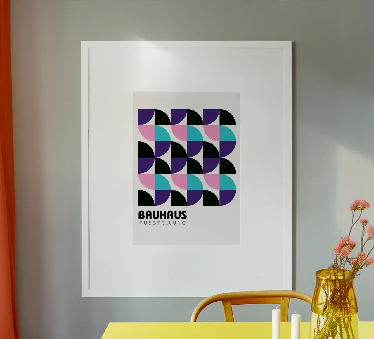 Griglia geometrica Bauhaus - Stampa pop art astratta moderna poster con telaio in legno da NorwesClub