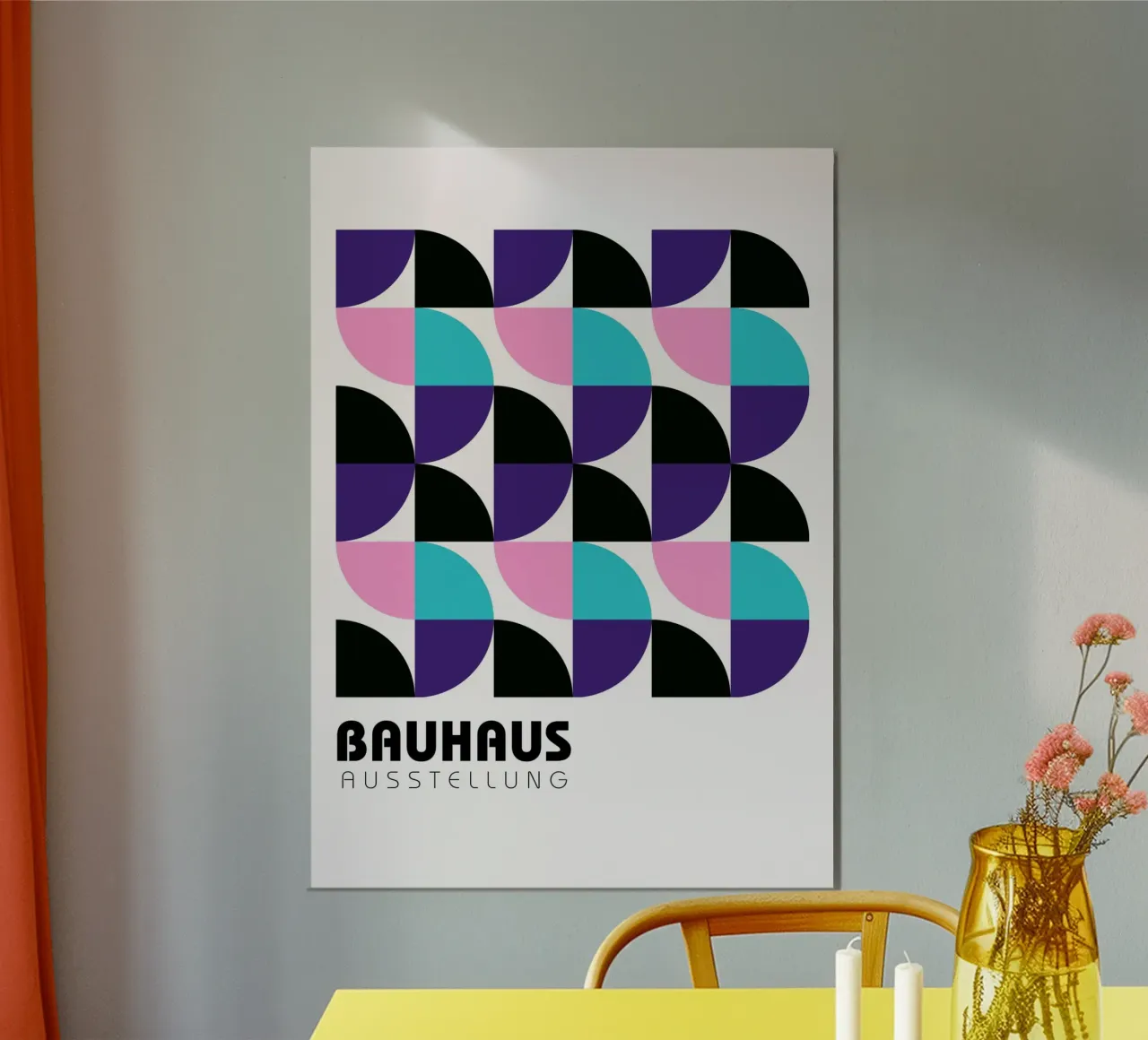 Griglia geometrica Bauhaus - Stampa pop art astratta moderna poster con telaio in legno da NorwesClub