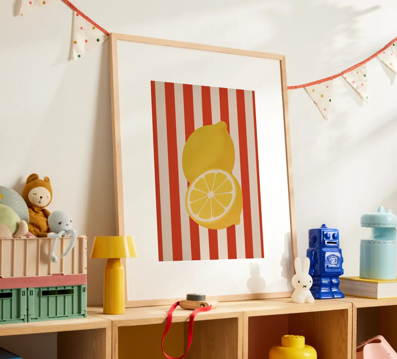 Lemon Pop Art poster con telaio in alluminio da Attaboy Dsgn