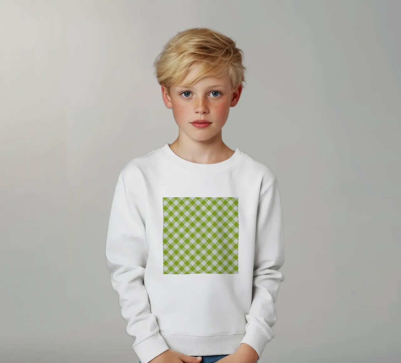 Gingham in verde felpa bambino da Happy Littles