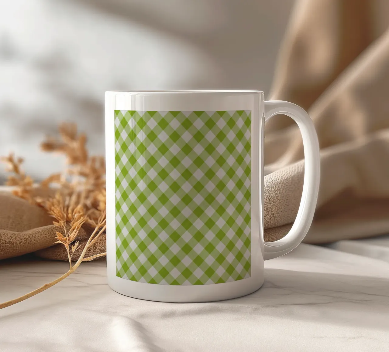 Gingham in verde tazza in ceramica da Happy Littles
