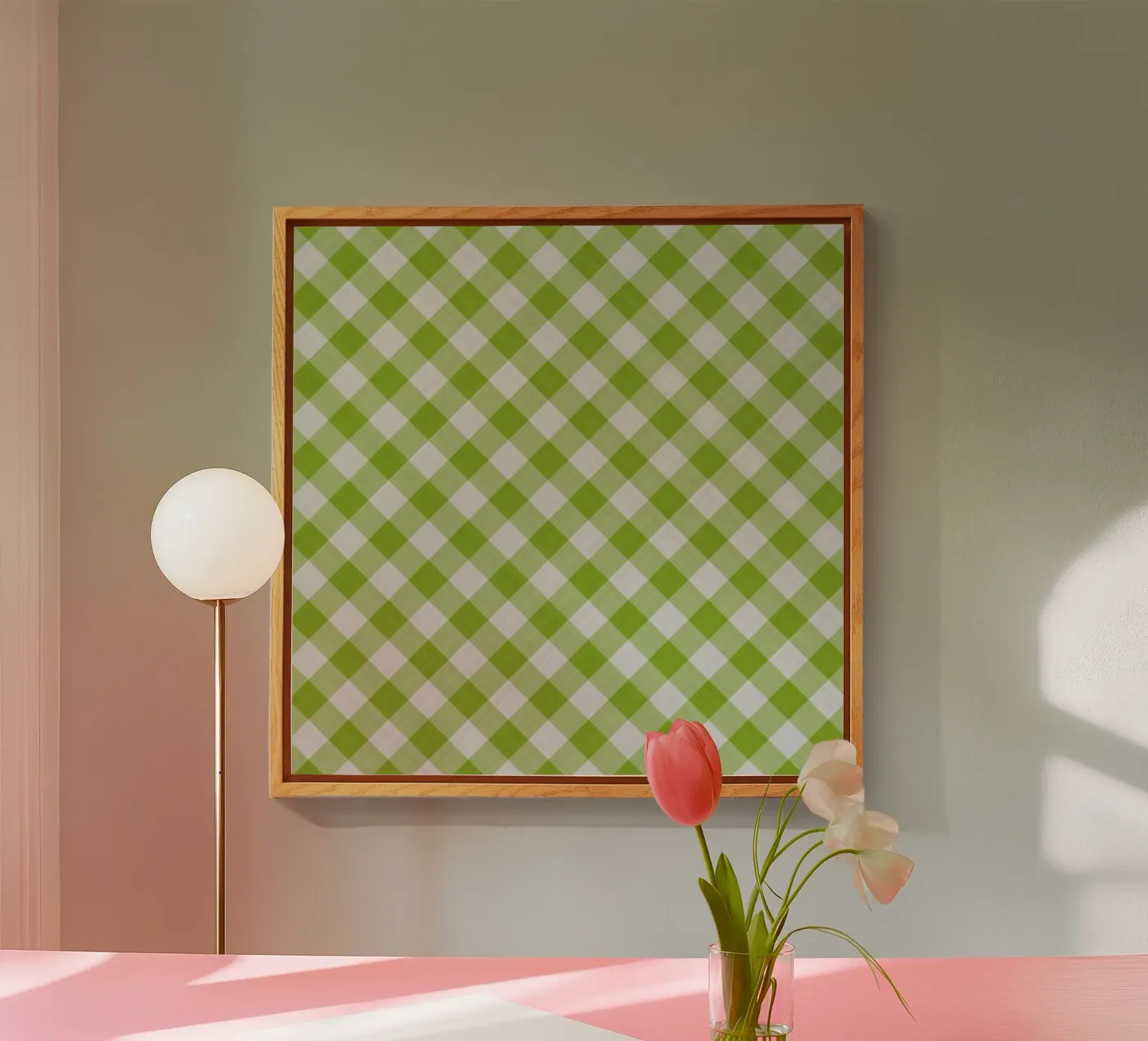 Gingham in Green acrylic glass by Happy Littles