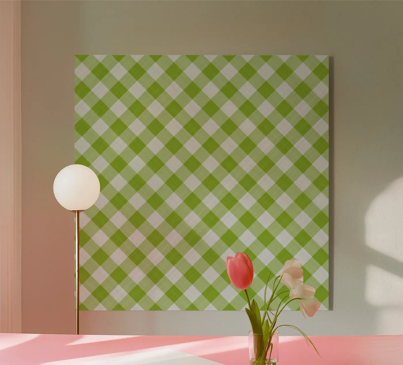 Gingham in Green acrylic glass by Happy Littles