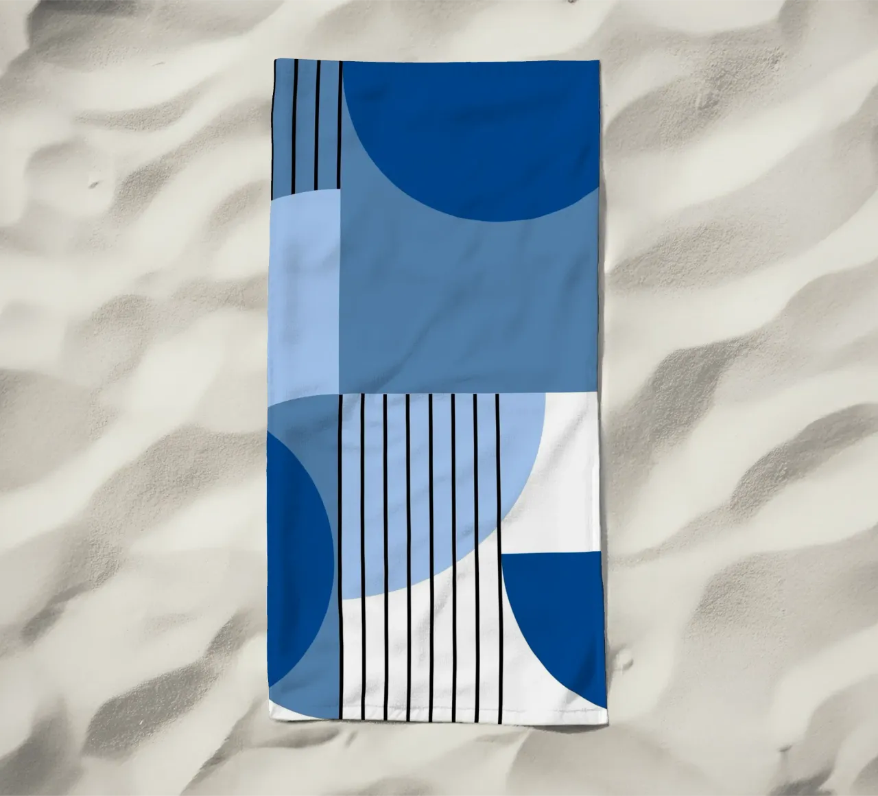 Armonia blu Bauhaus - Arte geometrica astratta moderna da parete telo mare da NorwesClub