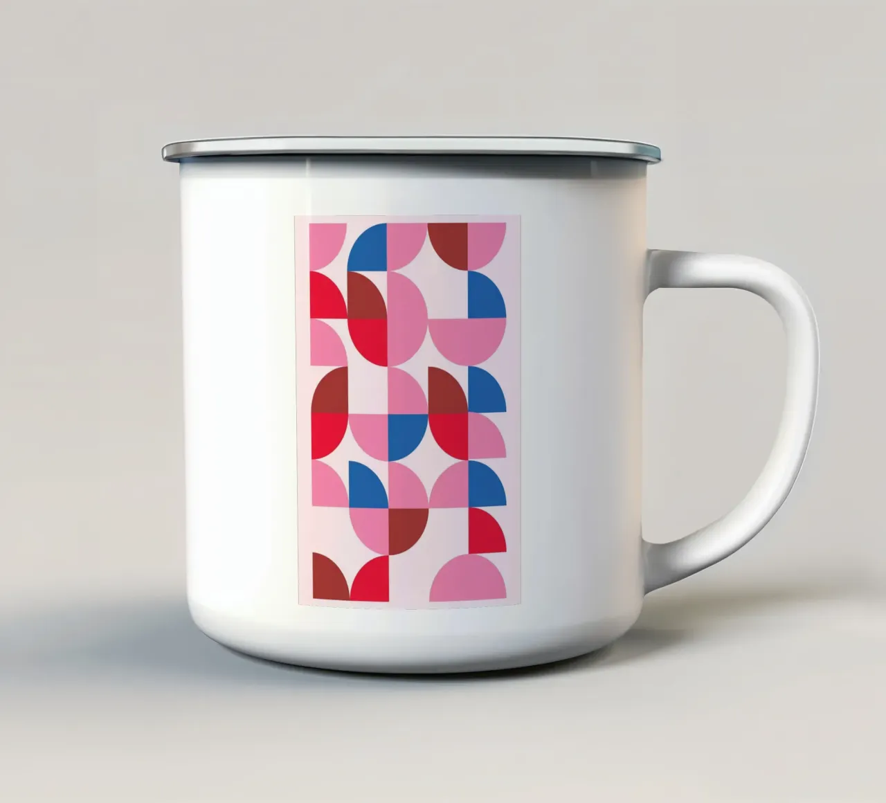 Armonia geometrica colorata - Patte astratto di ispirazione Bauhaus tazza in smalto da NorwesClub