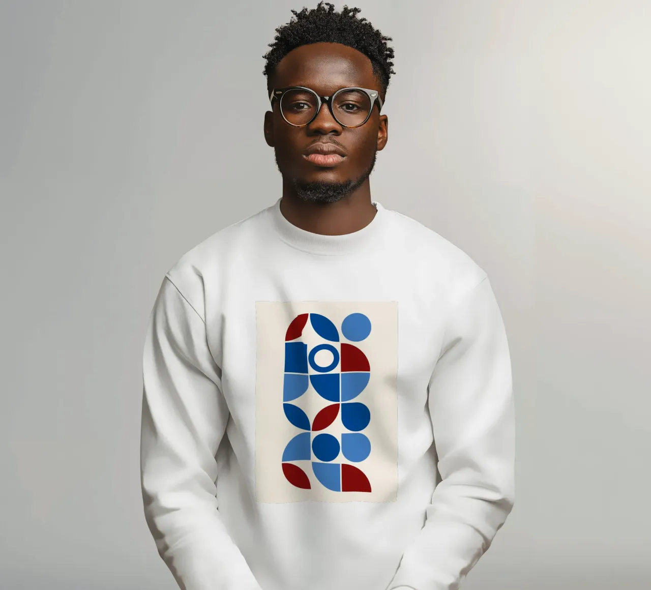Geometric Harmony Blues & Reds - Modern Abstract Art Print sweatshirt by NorwesClub