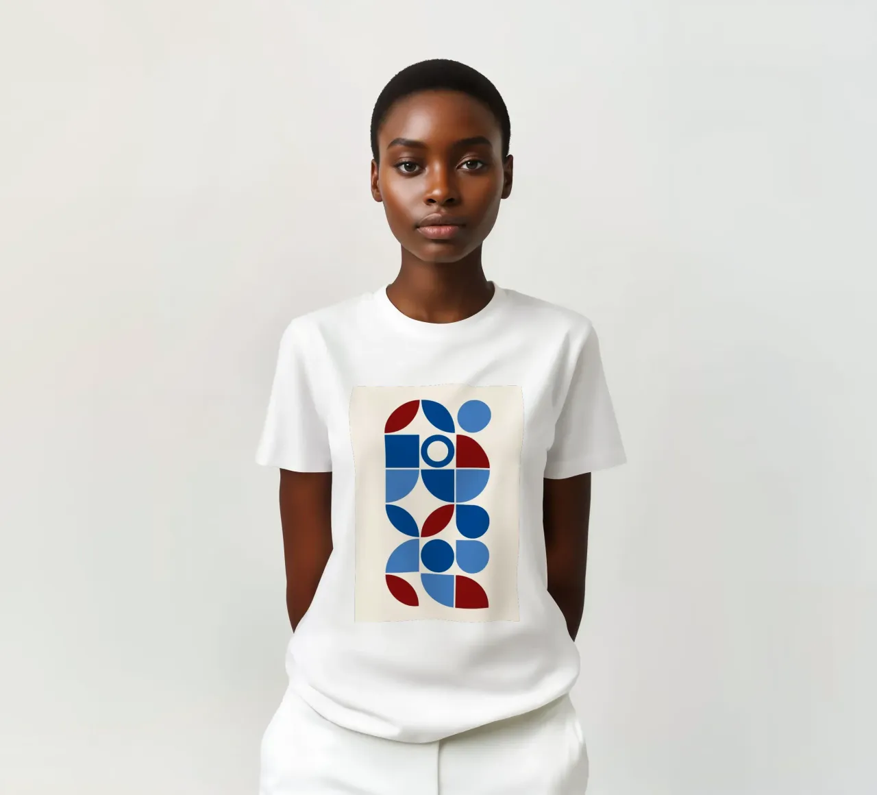 Geometric Harmony Blues & Reds - Modern Abstract Art Print t-shirt by NorwesClub