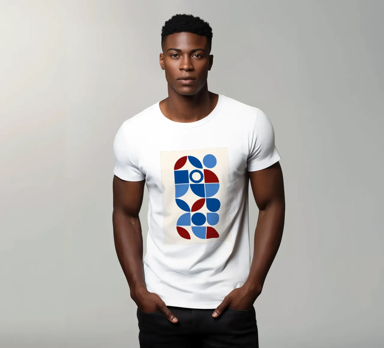 Geometric Harmony Blues & Reds - Modern Abstract Art Print t-shirt by NorwesClub
