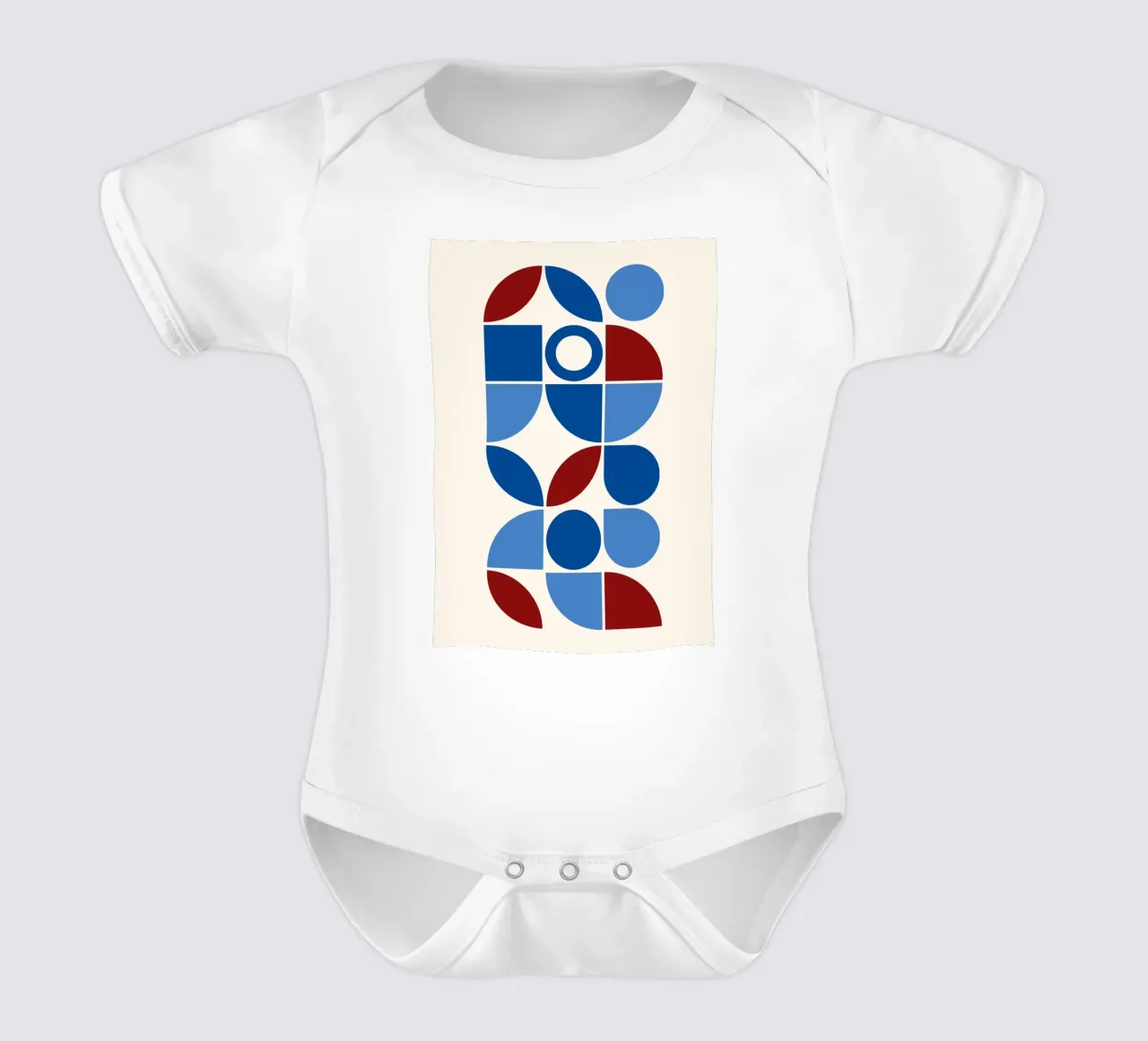 Geometric Harmony Blues & Reds - Modern Abstract Art Print short-sleeve baby romper by NorwesClub