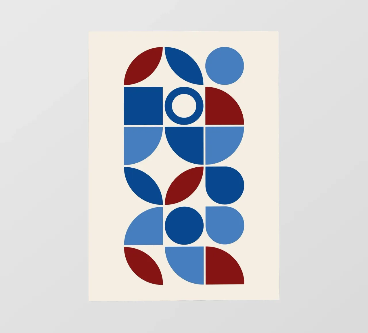 Geometric Harmony Blues & Reds - Modern Abstract Art Print photo wallpaper by NorwesClub