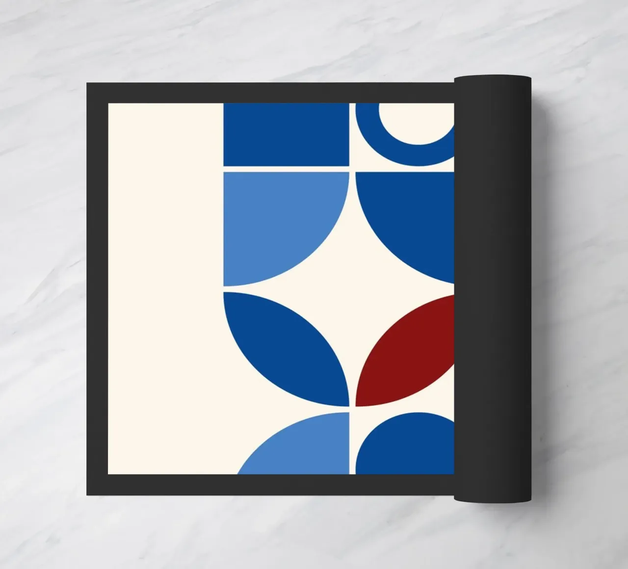 Geometric Harmony Blues & Reds - Modern Abstract Art Print doormat by NorwesClub
