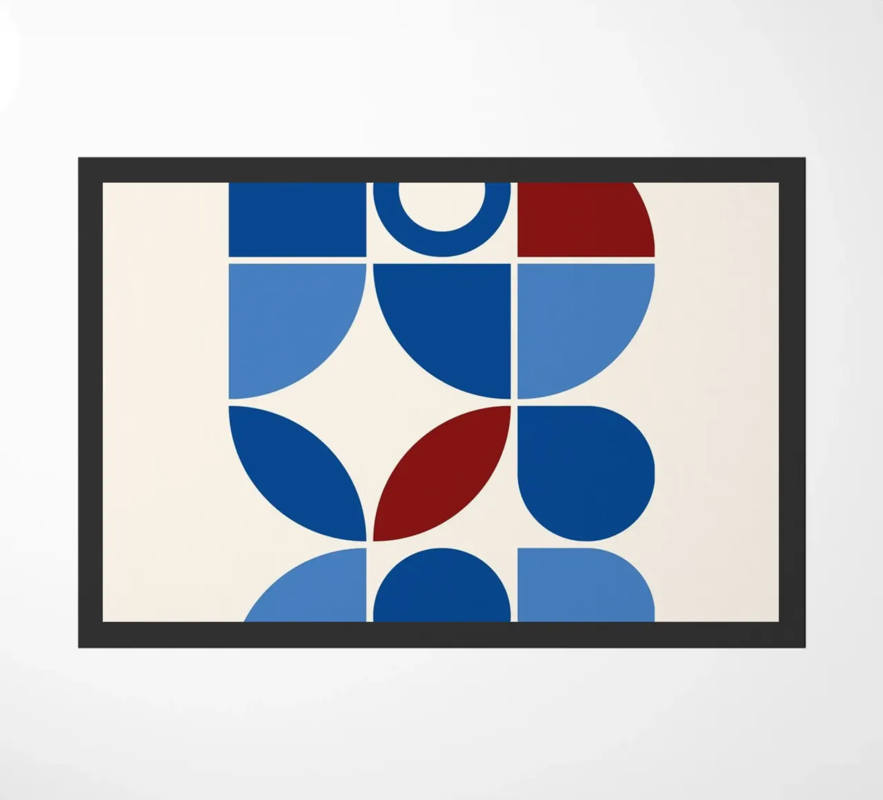 Geometric Harmony Blues & Reds - Modern Abstract Art Print doormat by NorwesClub