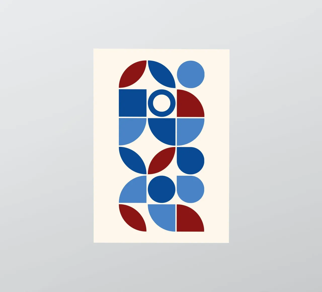 Geometric Harmony Blues & Reds - Modern Abstract Art Print sticker by NorwesClub