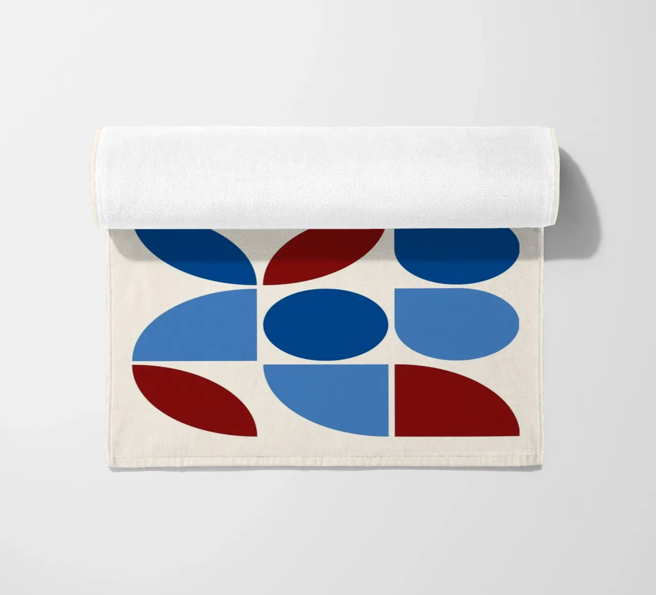 Geometric Harmony Blues & Reds - Modern Abstract Art Print beach towel by NorwesClub