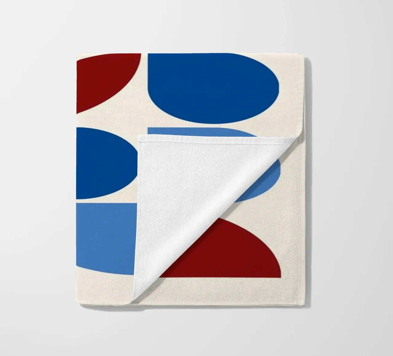 Geometric Harmony Blues & Reds - Modern Abstract Art Print beach towel by NorwesClub