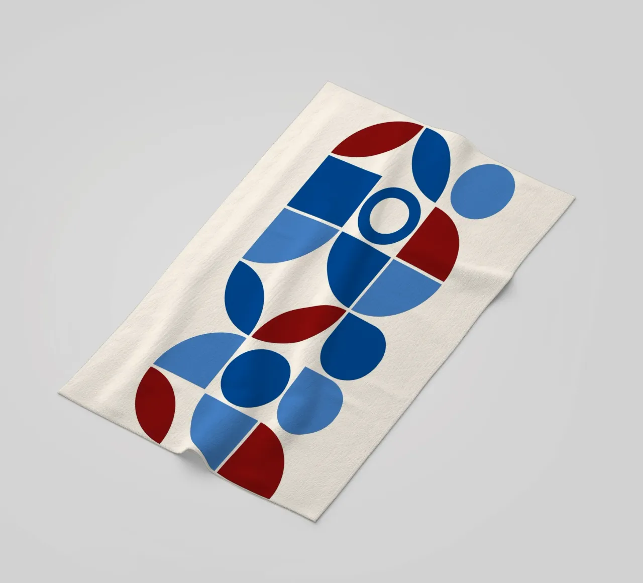Geometric Harmony Blues & Reds - Modern Abstract Art Print beach towel by NorwesClub