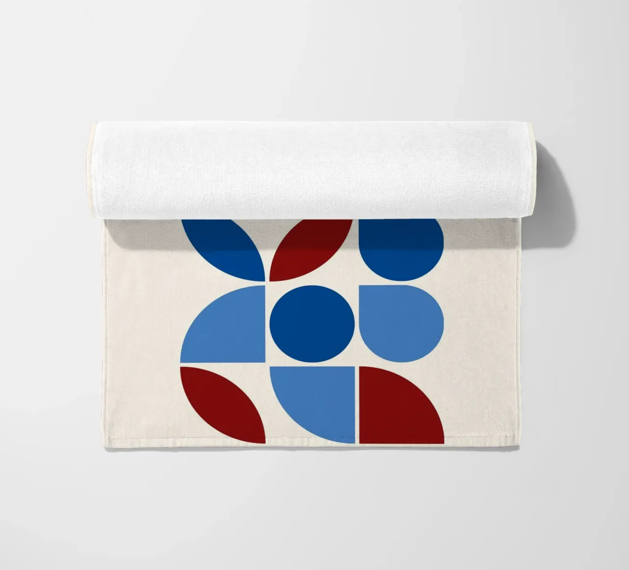 Geometric Harmony Blues & Reds - Modern Abstract Art Print beach towel by NorwesClub