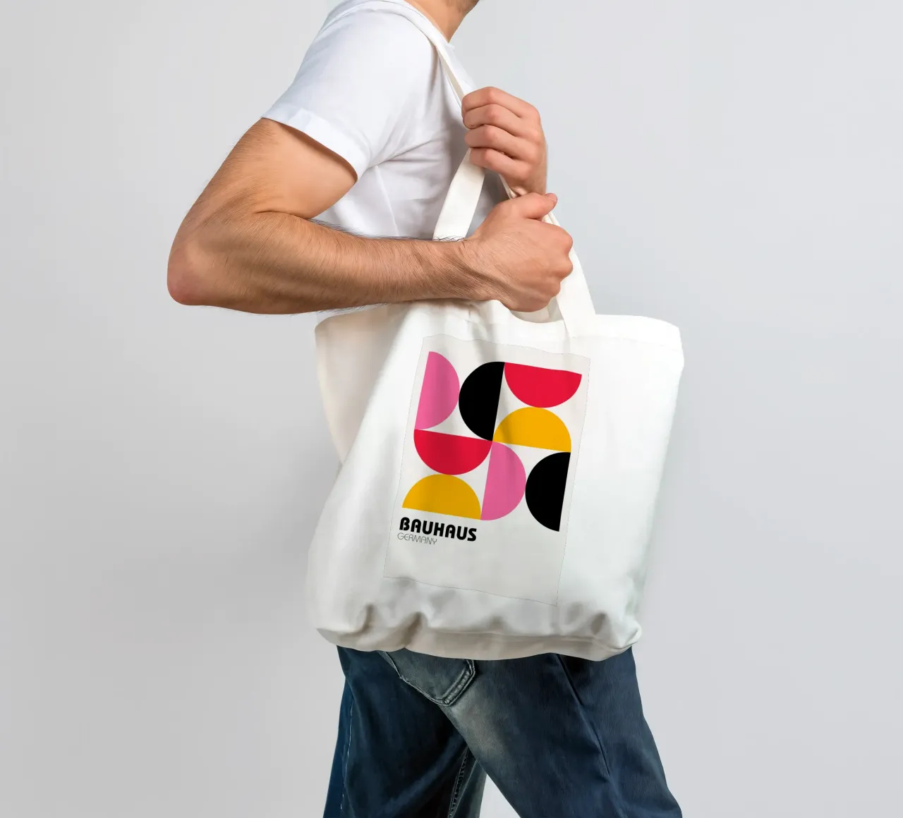 Bauhaus Deutschland Pop - Geometrischer abstrakter Kunstdruck Jutebeutel von NorwesClub