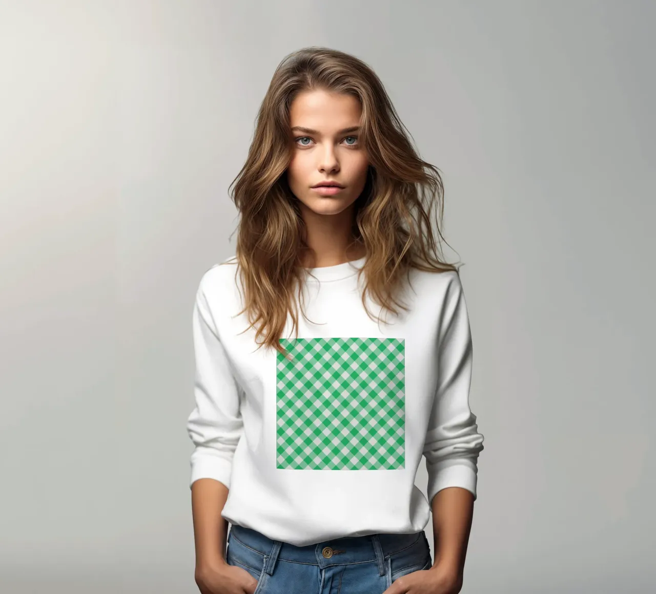 Gingham in verde foglia felpa da Happy Littles