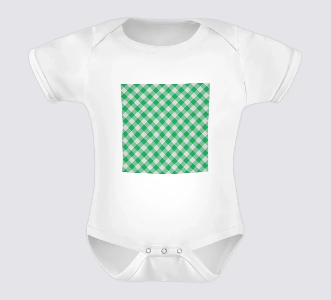 Gingham in verde foglia body neonato maniche corte da Happy Littles