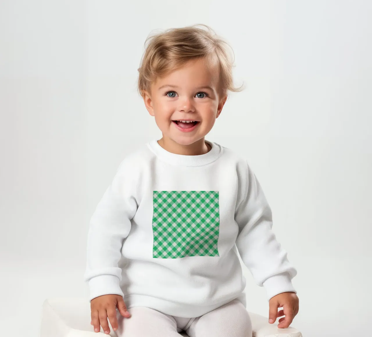Gingham in verde foglia felpa neonato da Happy Littles