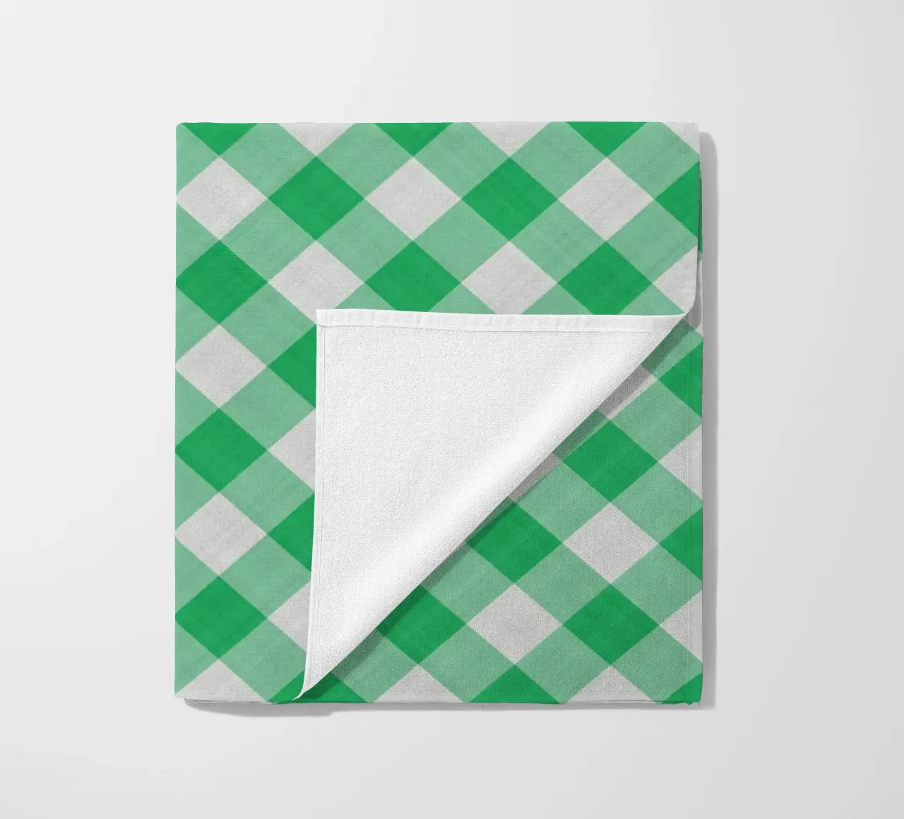 Gingham in verde foglia telo mare da Happy Littles