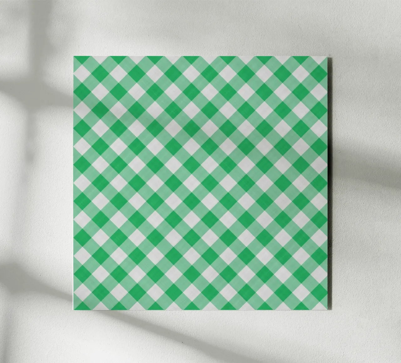 Gingham in verde foglia alluminio dibond da Happy Littles