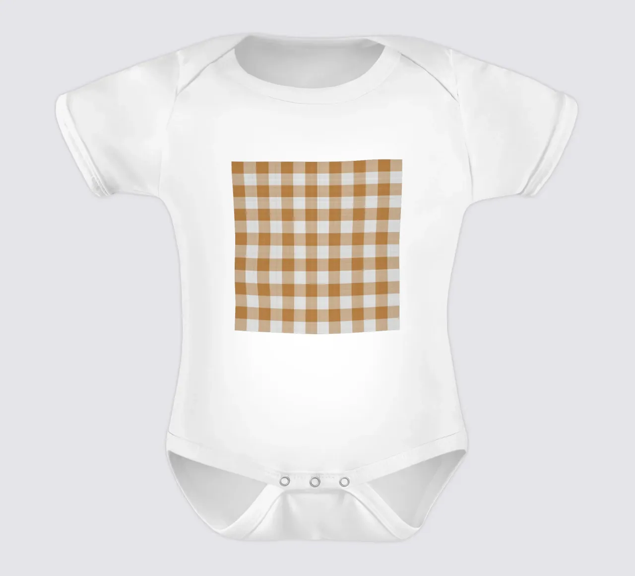 Gingham in Oranje Groot babyrompertje korte mouwen van Happy Littles