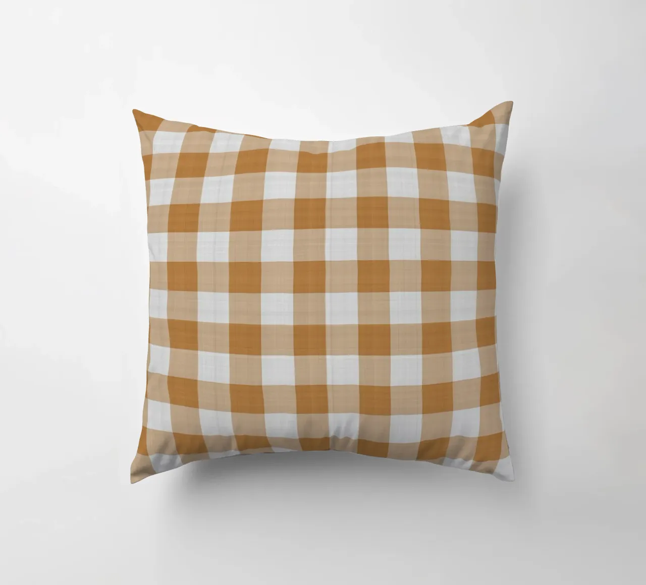 Gingham in Orange Large decorative cushion by Happy Littles