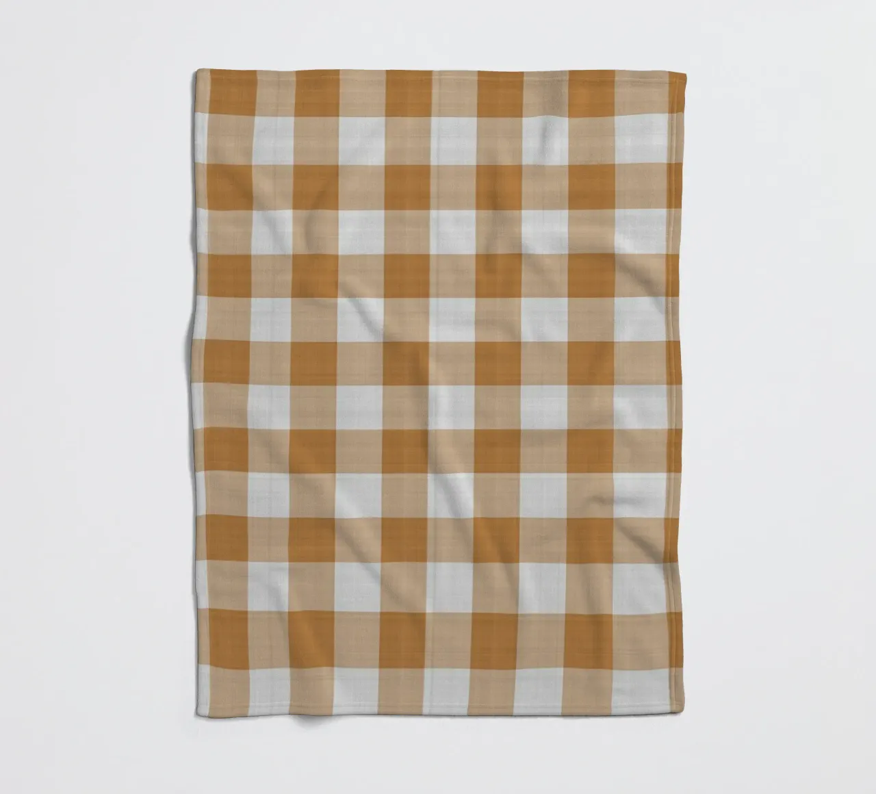 Gingham in Orange Large fleece blanket by Happy Littles
