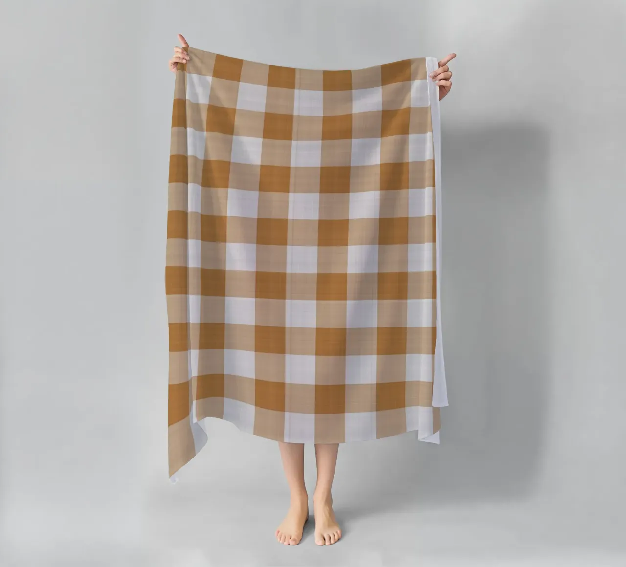 Gingham in arancione grande telo mare da Happy Littles