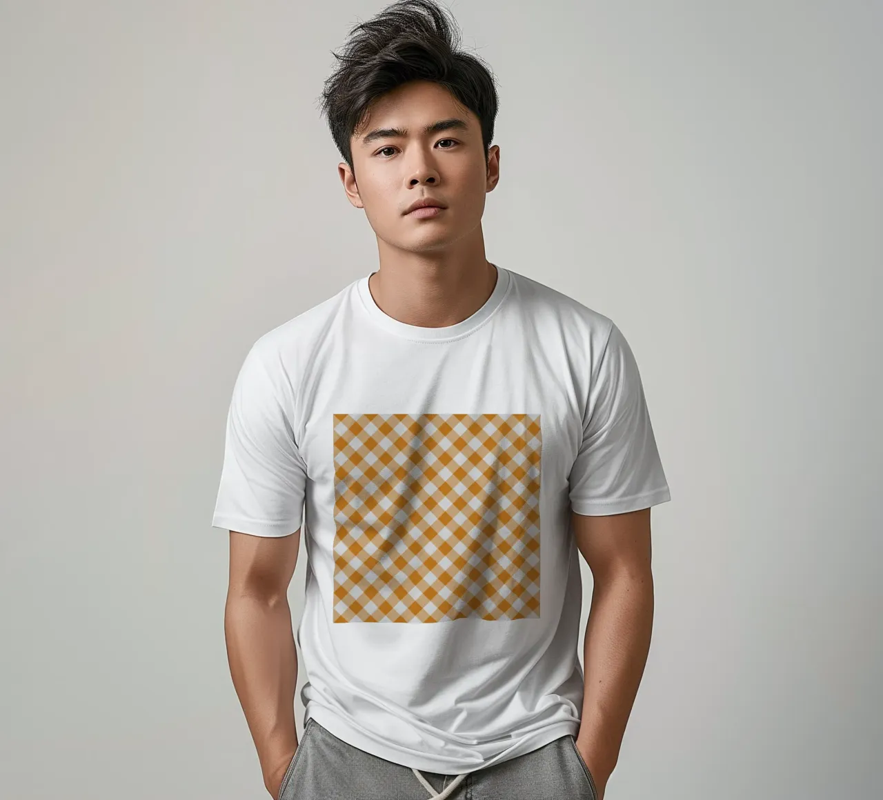 Gingham in arancione t-shirt da Happy Littles