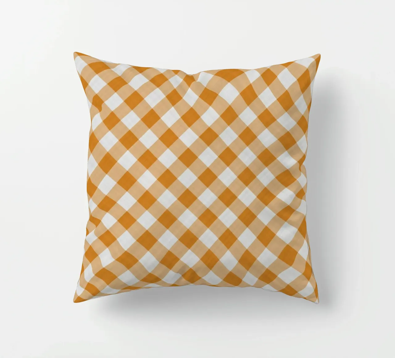 Gingham in arancione cuscino da Happy Littles