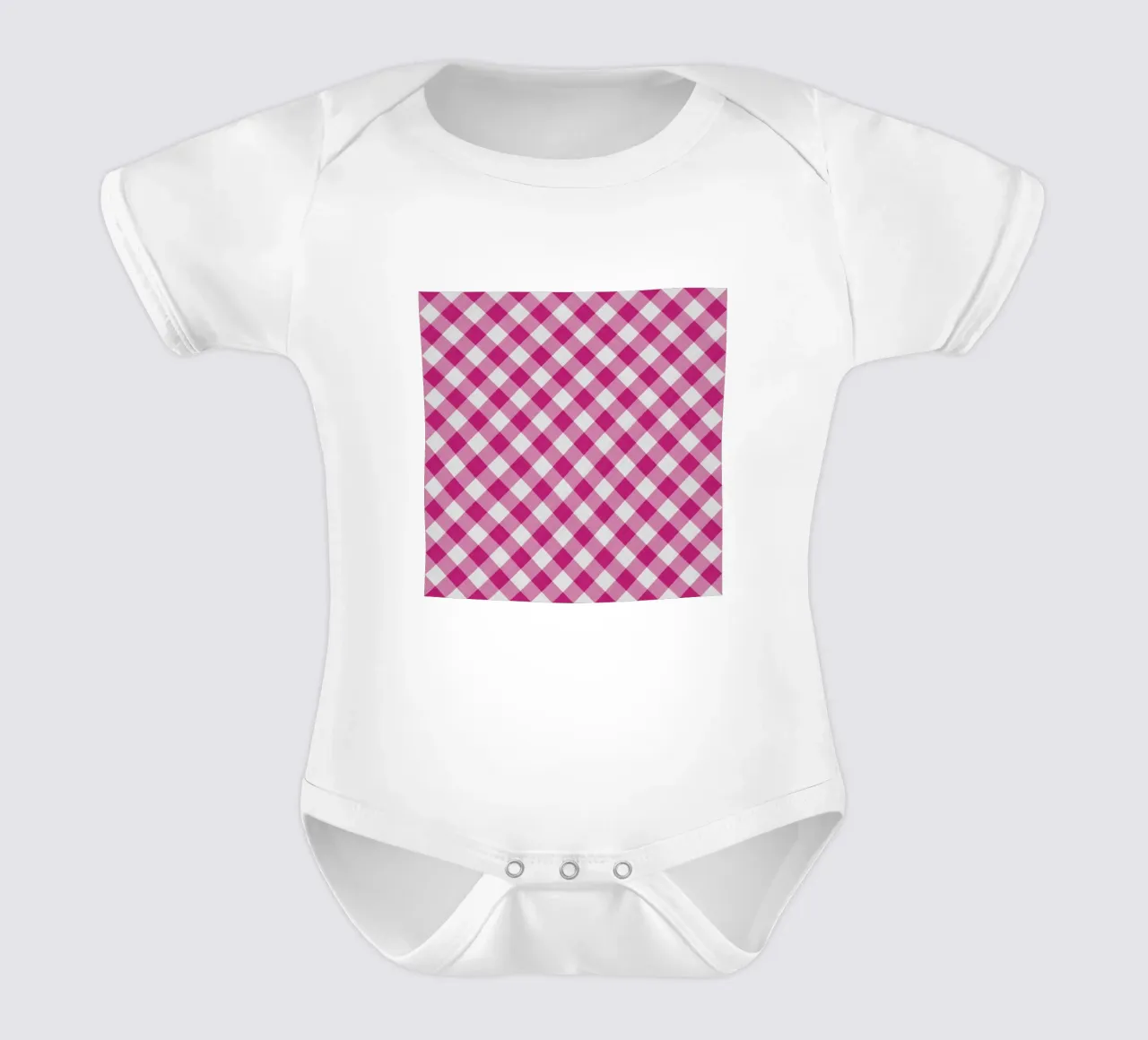 Gingham in rosa body neonato maniche corte da Happy Littles