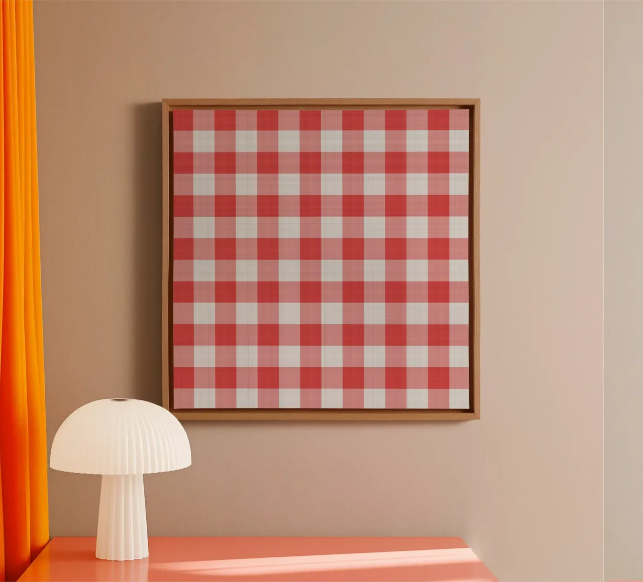 Gingham in Red Large canvas by Happy Littles