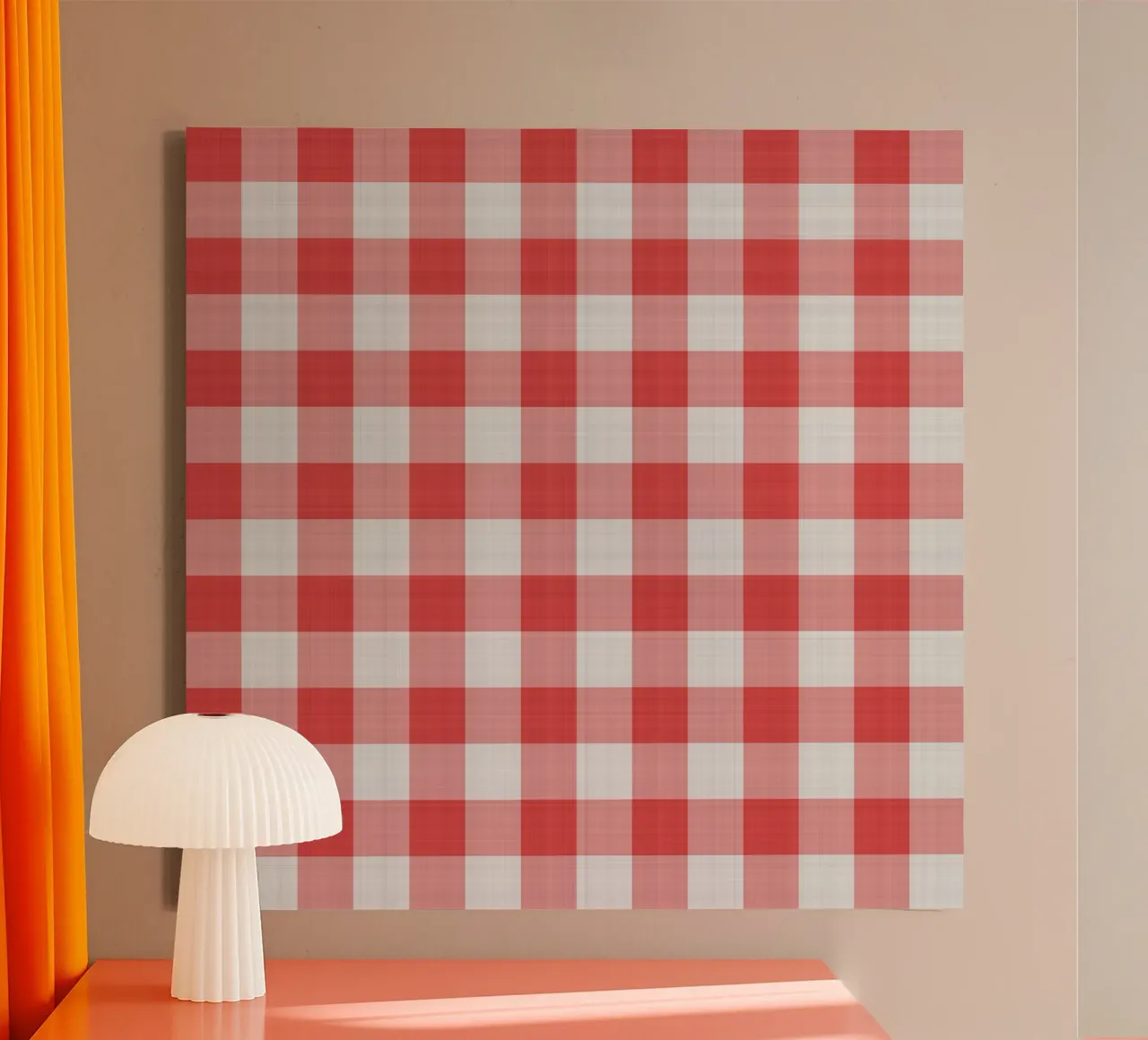 Gingham in Red Large canvas by Happy Littles