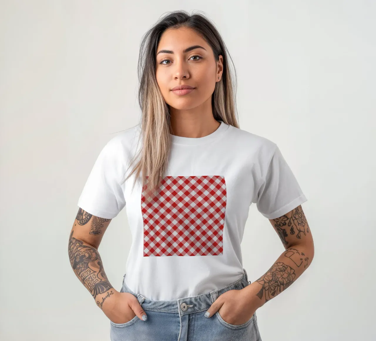 Gingham in rosso t-shirt da Happy Littles