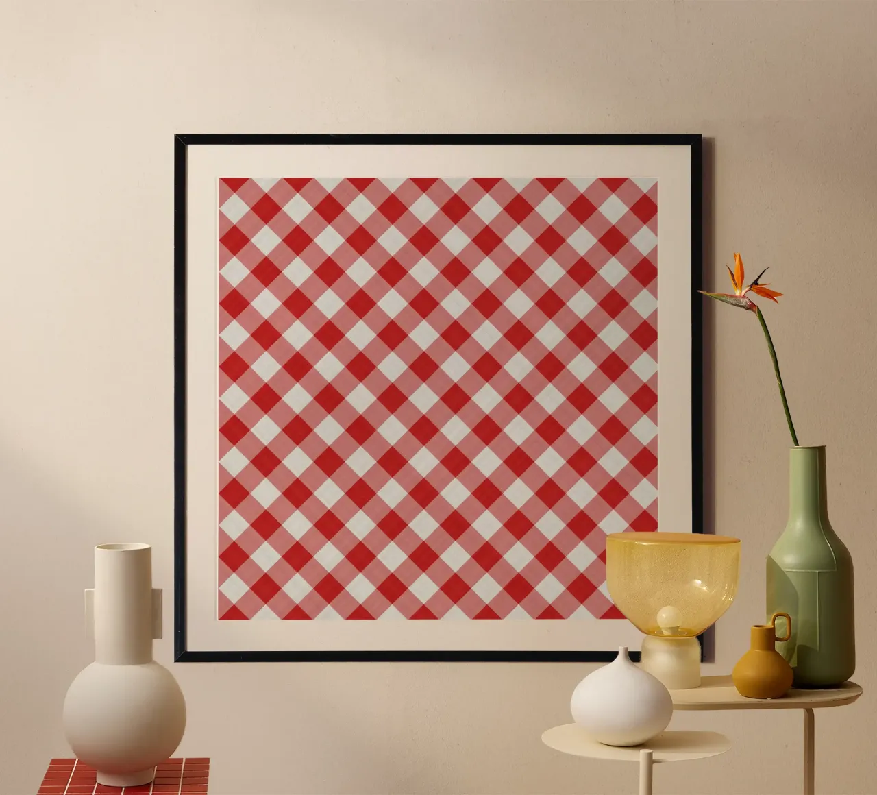 Gingham in rosso carta hahnemühle da Happy Littles